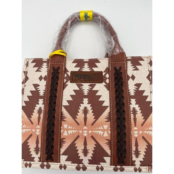 Women’s Wrangler White, Brown, & Orange Patterned Handbag w/ Leather Details - Picture 2 of 5